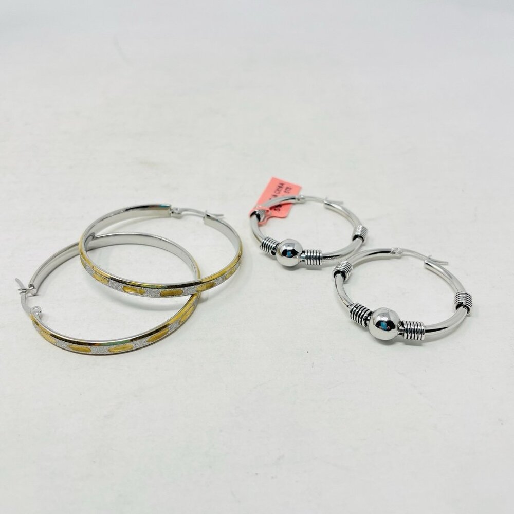 Shop LC Set of‎ 2 Black Oxidized ION Plated Stainless Steel Hoop Earrings 5179